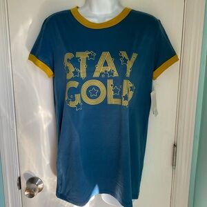 LuLaRoe Live Stay Gold ringer tee shirt NWT